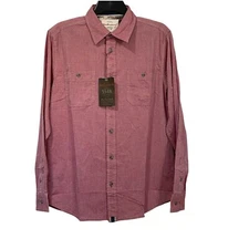 Weatherproof Vintage Chambray Long Sleeve Shirt Mens Small Garnet Red
