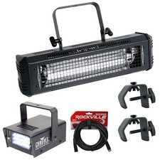 American DJ Mega Flash DMX 800W Compact Strobe Light Mini Strobe 2 Clamps Cable