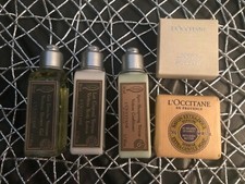 L  OCCITANE conditioner ,body lotion, shower gel, soap  shower cap travel size