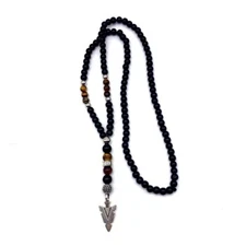 Men's Fashion Jewelry Lava Stone Beaded Arrow Pendant Minimalist Necklace 444