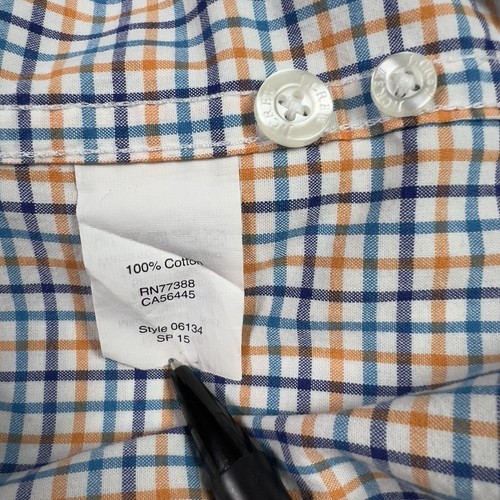 J. Crew Herren Small Slim Langarm Hemd Orange Aqua Navy Kariert Slim H - Bild 10 von 14