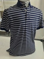 Polo by Ralph Lauren Navy Shirt White Striped Polo Large