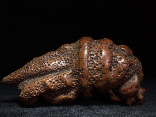 Collectible Chinese old natural bamboo hand carven buddha hand exquisite statue - Picture 7 of 9