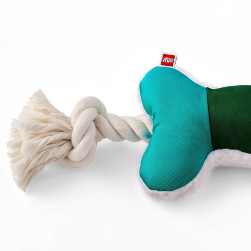 LEGO Color Bloque Peluche Hueso &Cuerda Combo Juguete Perro - Negro/Verde / Azul - Imagen 2 de 3