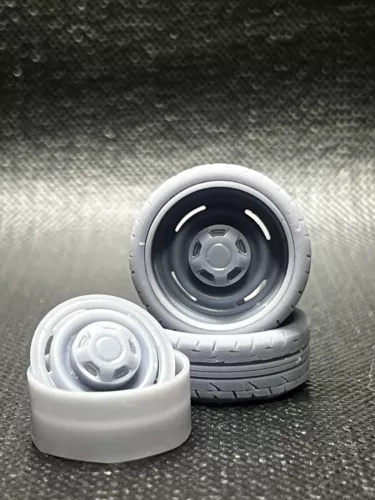 Resin 1/24 Scale 22in “Dog Dish” Style Wheel Set For Scale Modeling