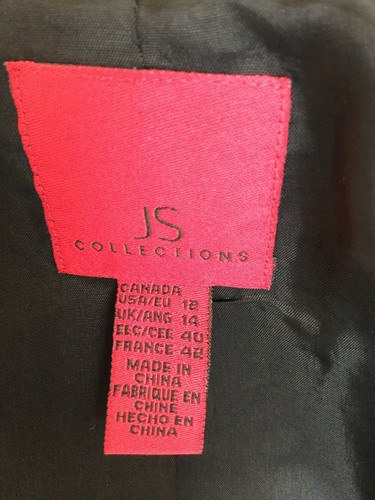 JS COLLECTIONS BLACK VELVET BLAZER WITH ACCENTS AROUND SLEEVES AND NECK- SIZE 12 - Picture 5 of 6