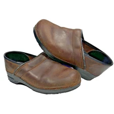 DANSKO Women's Size 42 US 10-10.5 Clogs Brown Leather Work Shoes Slip On