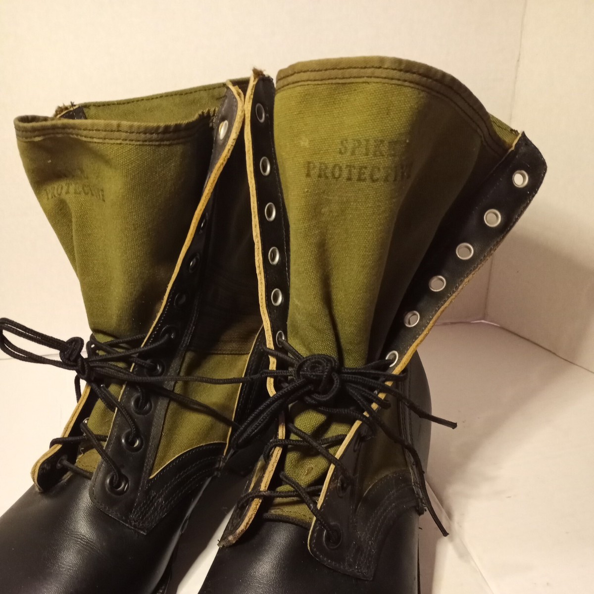 Vtg 1960s Vietnam Jungle Boots Spike Protected, Sz 13 Narrow