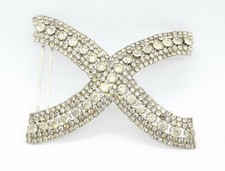 Vintage Large Rhinestone "X" Design Belt Buckle, with box