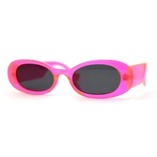 Neon Color Frame Clout Oval Mod Pop Sunglasses