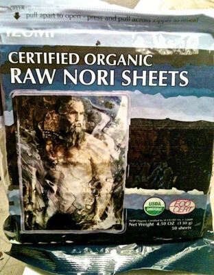 RAWNORI Raw Organic Nori 50 sheets! Bulk seaweed VEGAN Sushi wrap paper rolls-KOSHER