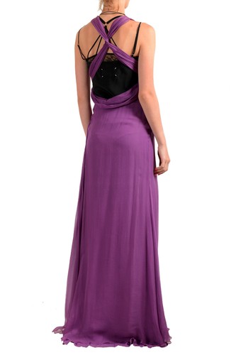 Versace Women's Purple 100% Silk Sleeveless Evening Dress US S IT 40 - Picture 3 of 6