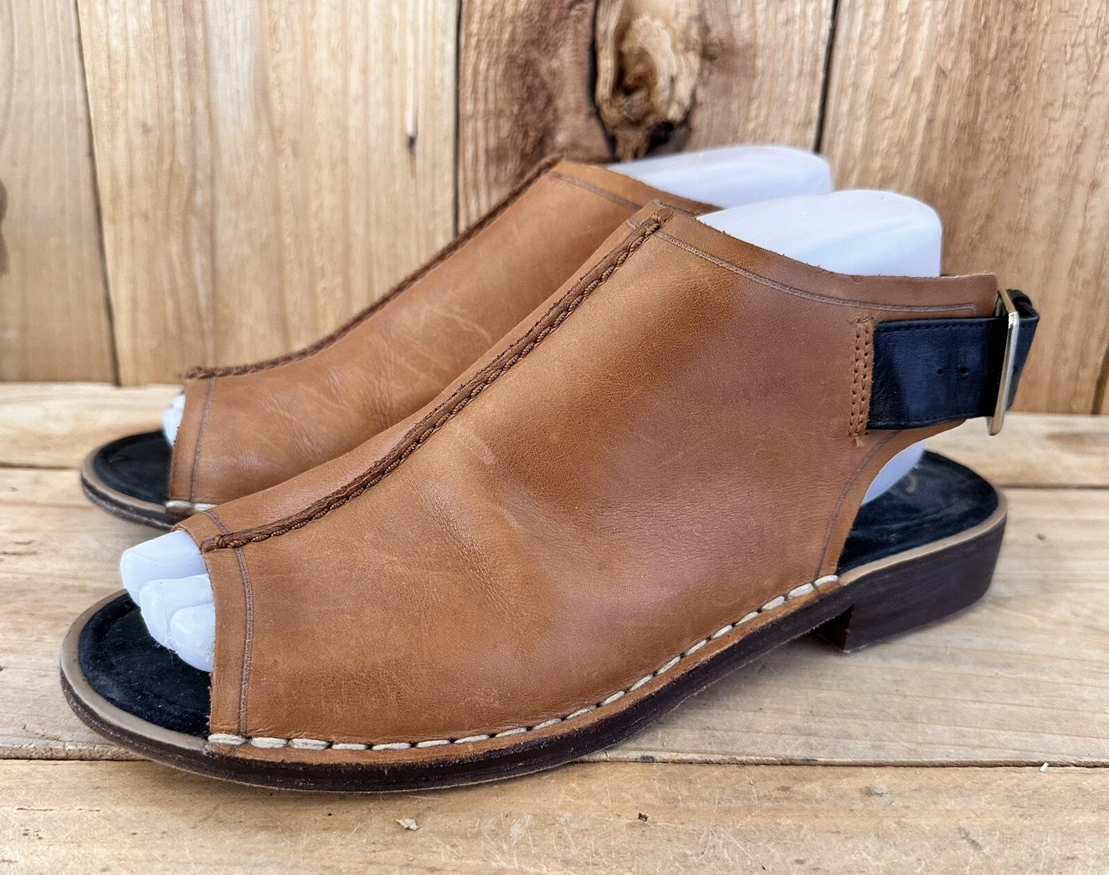 Scarpe mocassini Clarks Slingback punta aperta pelle marrone donna 7 5 preppy neutro