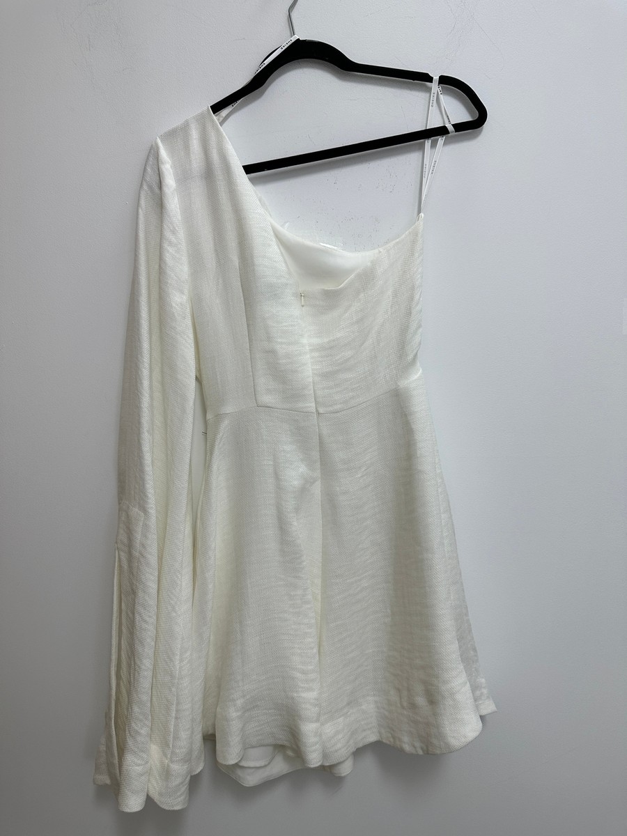 sheike white one shoulder dress Lingering Love One-Shoulder Twist Midi Dress White