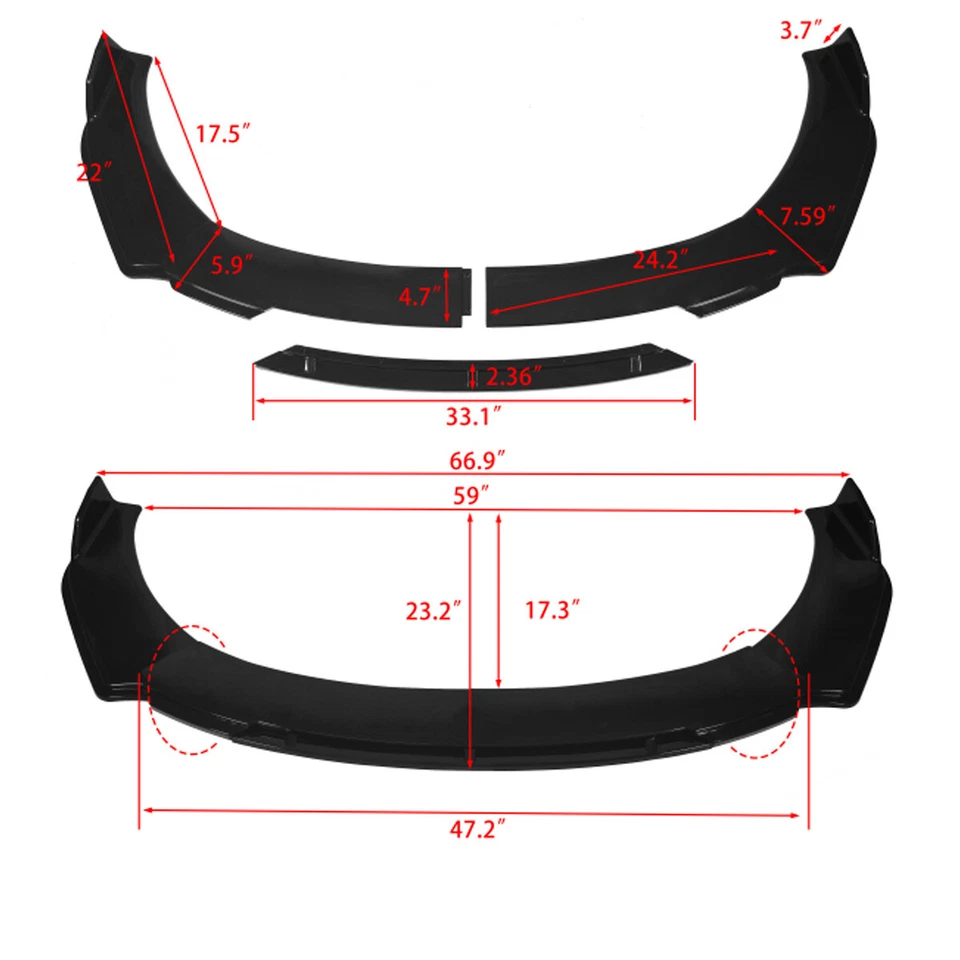 Front Bumper Lip Spoiler Splitter Glossy Black Strut Rod For Audi Q5 2009-202 Foto 2 de 4