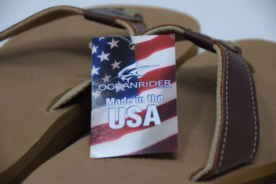 Chanclas OCEAN RIDER Hombre Original Clásicas CUERO Marlin NUEVAS Hechas en EE. UU. Foto 3 de 4