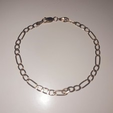 9ct Yellow gold Figaro bracelet, 7.25 inches, hallmarked & gift boxed