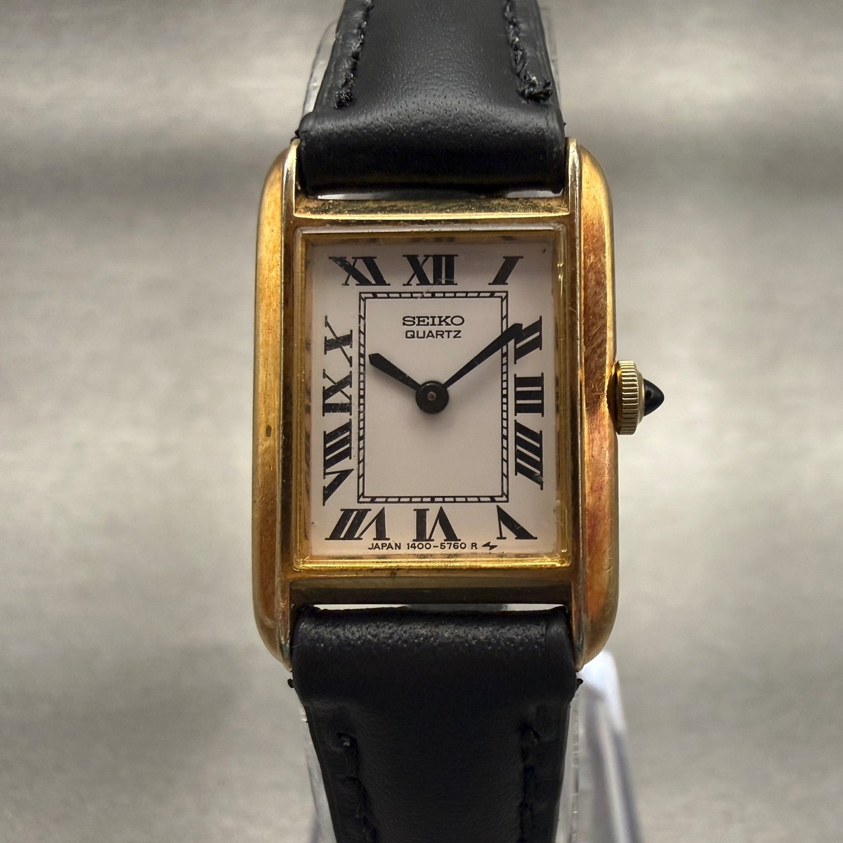 Vintage Seiko tank watch 腕時計 タンク Seiko Tank Watch Women 17mm White Dial Gold Tone Rectangle 1400