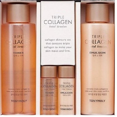 TONYMOLY Triple Collagen Total Tension Set 2pcs Toner & Emulsion Skincare USA