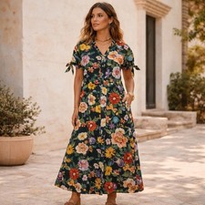 ZARA Sz L Floral Button Front Shirt Midi Dress Cottagecore Boho Whimsy