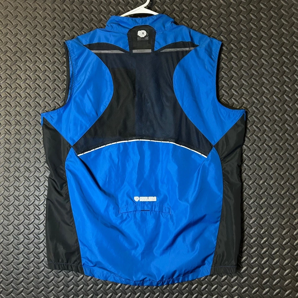 Pearl Izumi Cycling Vest Blue Black Reflective Mesh Back Zip Pocket Men's XL - Image 2 of 4