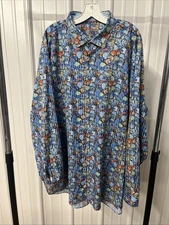 Visconti Black Shirt Mens 3XLT Colorful Digital Abstract Button Long Sleeve