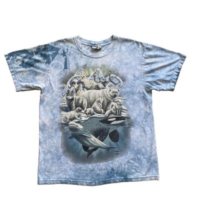 Vintage Arctic Animal Tie Dye T Shirt 90s Large Canada Seal Wolf Orca Polar Bear