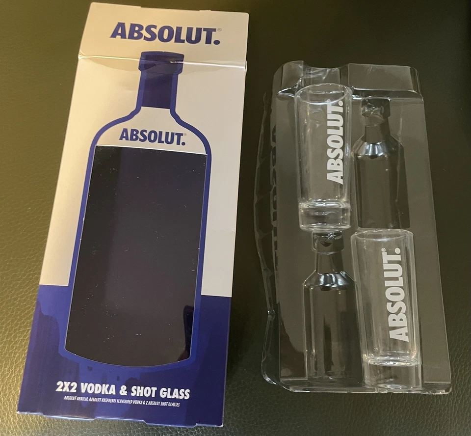 Absolut Vodka Shot Drinking Glasses x 2 - New - Image 1 of 1