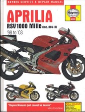 APRILIA RSV1000 MILLE,RSV MILLE R,RSV-R,HAYNES MANUAL 1998-2003 "HARDBACK"