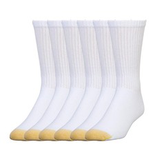 GOLDTOE Men's 656S Cotton Crew Athletic Socks, Multipairs 6 White 6-pairs 