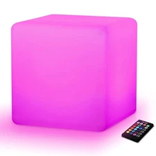 12-inch Rechargeable Light Cube Stool with Remote Control Fun Mood Lamp Sooth...