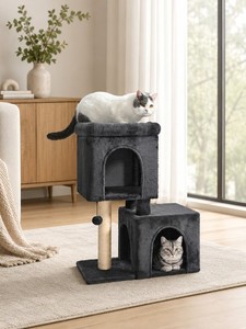 PAWZ Road Arbre de chat pour les chats intérieurs, 31" Tall Cat Tower avec double Condo Top Perch