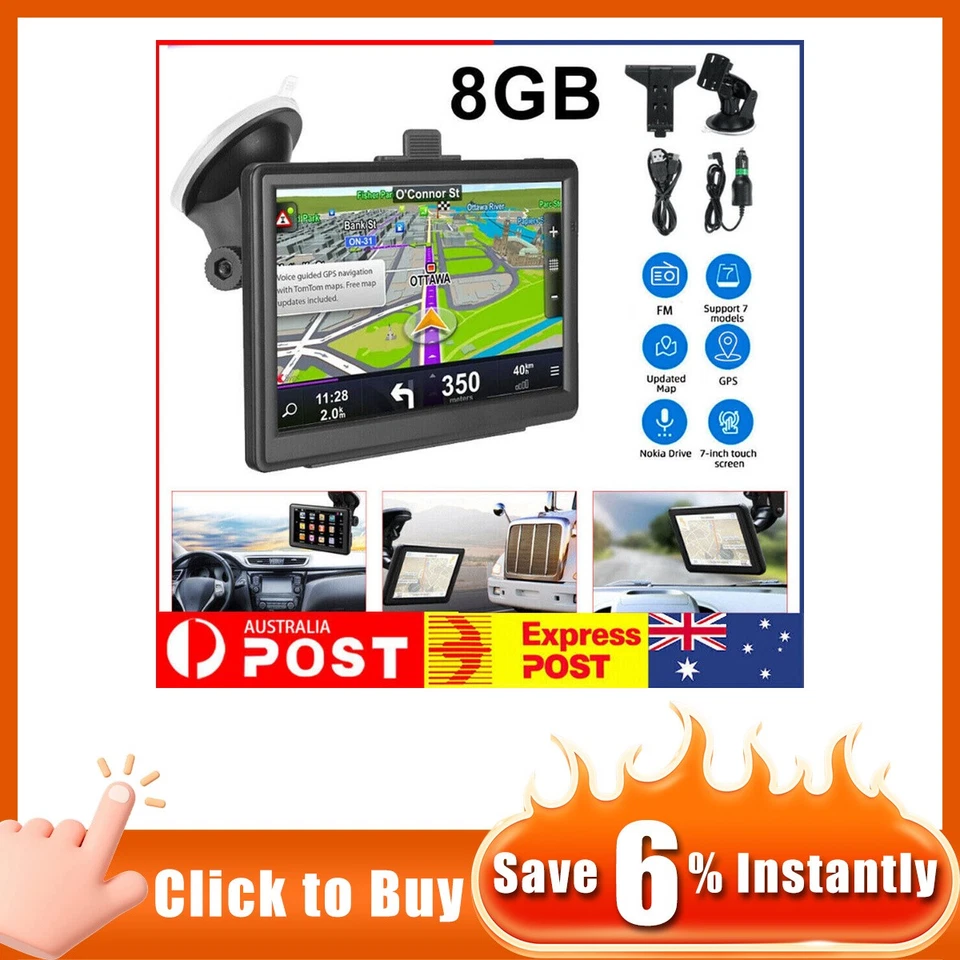 7'' Car GPS Navigation Sat Nav Bus Navigation System Lifetime Free Australia Map