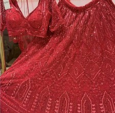Red party wear lehenga