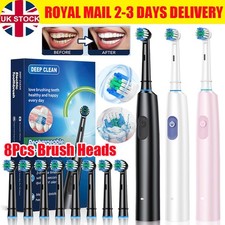 Rotary Electric Toothbrush Rechargeable 5 Modes with 8 Heads for Deep Cleaning