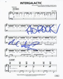 Mike D Ad Rock Signed Auto 8x10 Beastie Boys Intergalactic Music Sheet JSA