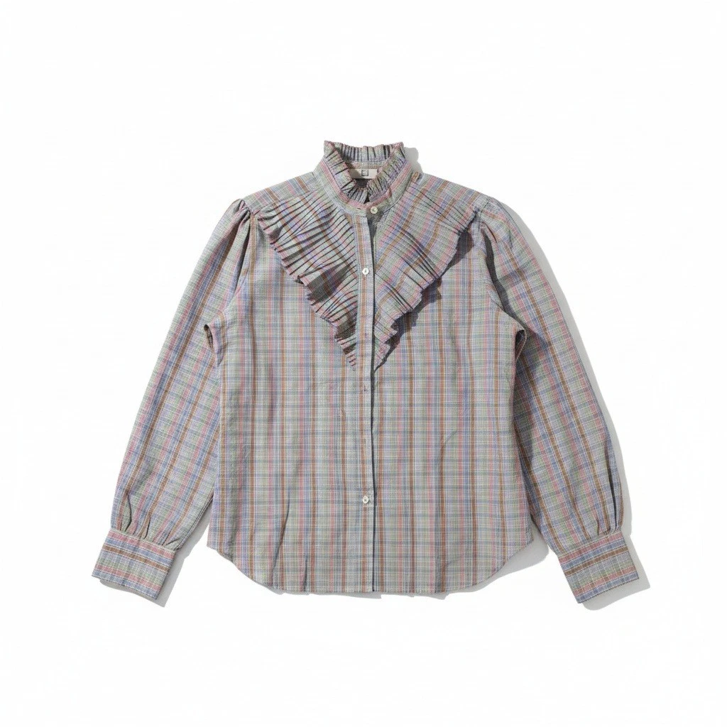 High Neck Ruffle Blouse In Vintage Tops & Blouses For Women for