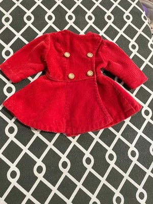 Vintage Red Corduroy Doll Jacket Double Breasted 12-14 inch Doll 1950s/60s Doll