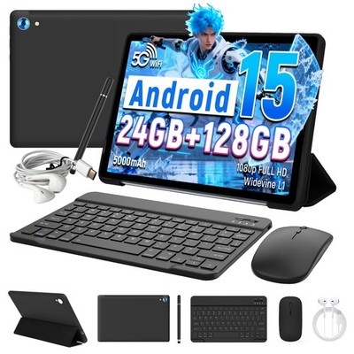 2025 Tablet 10.1'' Android 15 Tablet 24GB +128GB Quad Core 1280×800 HD IPS WIFI