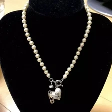 Vivienne Westwood Orietta Pearl Necklace Heart w/Pin Pre-owned