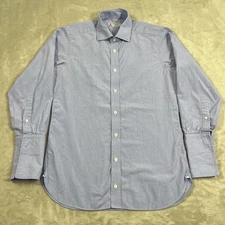 Turnbull & Asser Dress Shirt Mens Size 16 Blue White Cotton Made In England