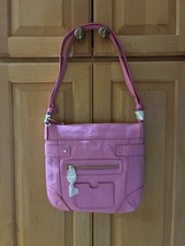 Vintage Isaac Mizrahi Live Bridgehampton Pink Genuine Leather Crossbody Bag New