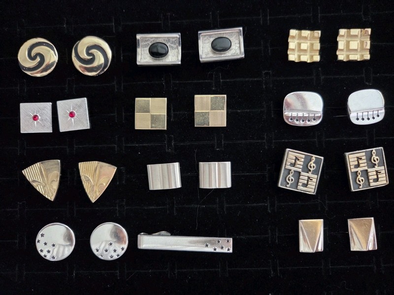 vintage Mens Jewelry Lot Cuff Links 11 Pair Nice Condition 