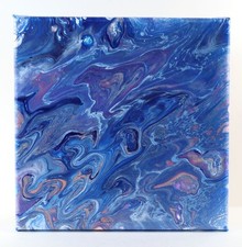 Acrylic Pour Painting On Stretched Canvas 8x8 One Of A Kind, Original, Wall Art