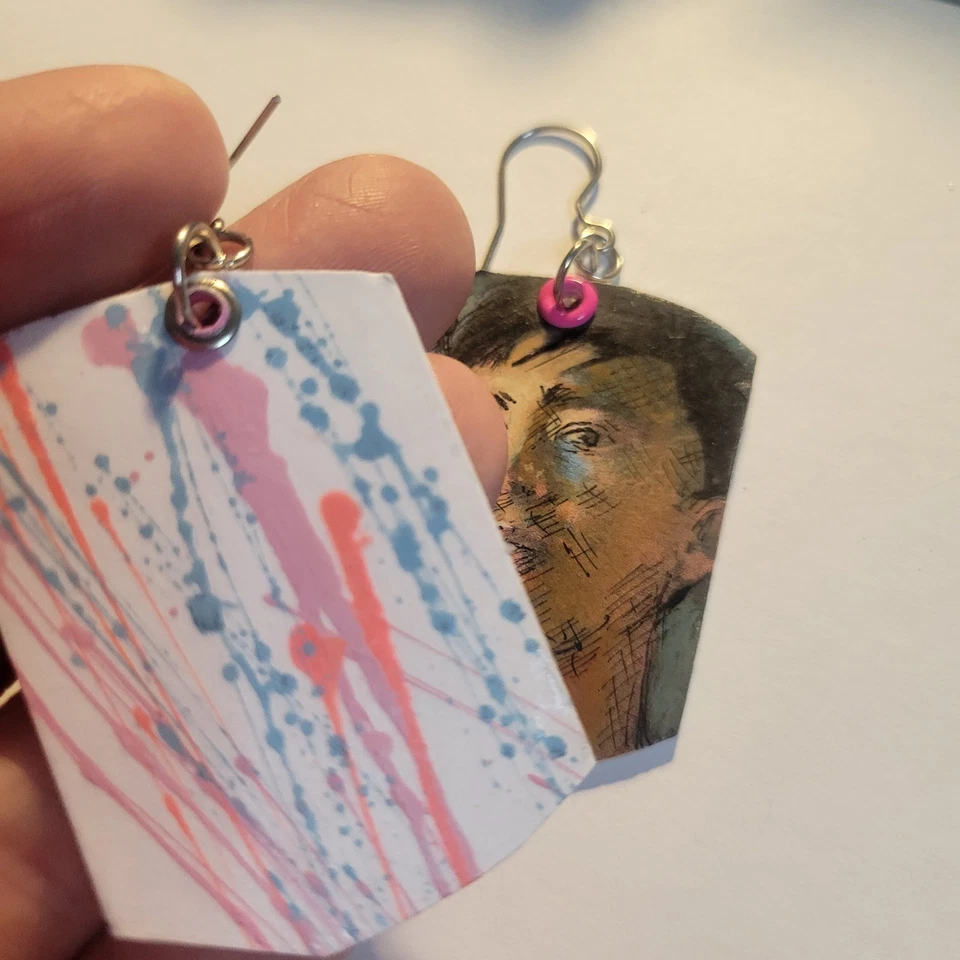 Pendientes pintados a mano Heated Rivalry Ilya Rozanov Shane Hollander Gay Romance Foto 4 de 4