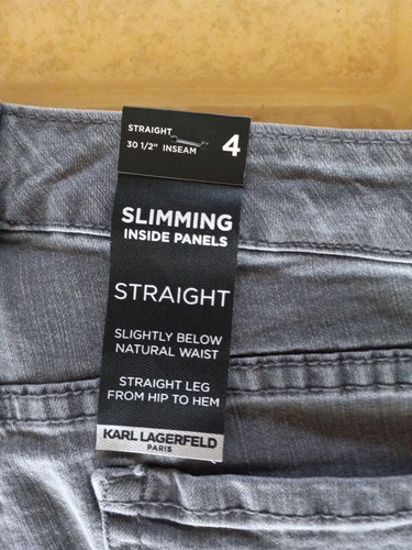 Karl Lagerfeld Paris Women’s Denim Gray Jeans Logo Side Legs Size 4 NEW - Picture 4 of 4