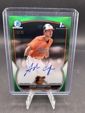 2023 Bowman ADAM CRAMPTON Chrome 1st /99 On-Card Autograph Green Shimmer Orioles
