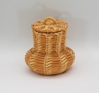 Tohono O'odham Basket Papago Vaselike Covered Natural Open Weave Unsigned DS11 — photo 3