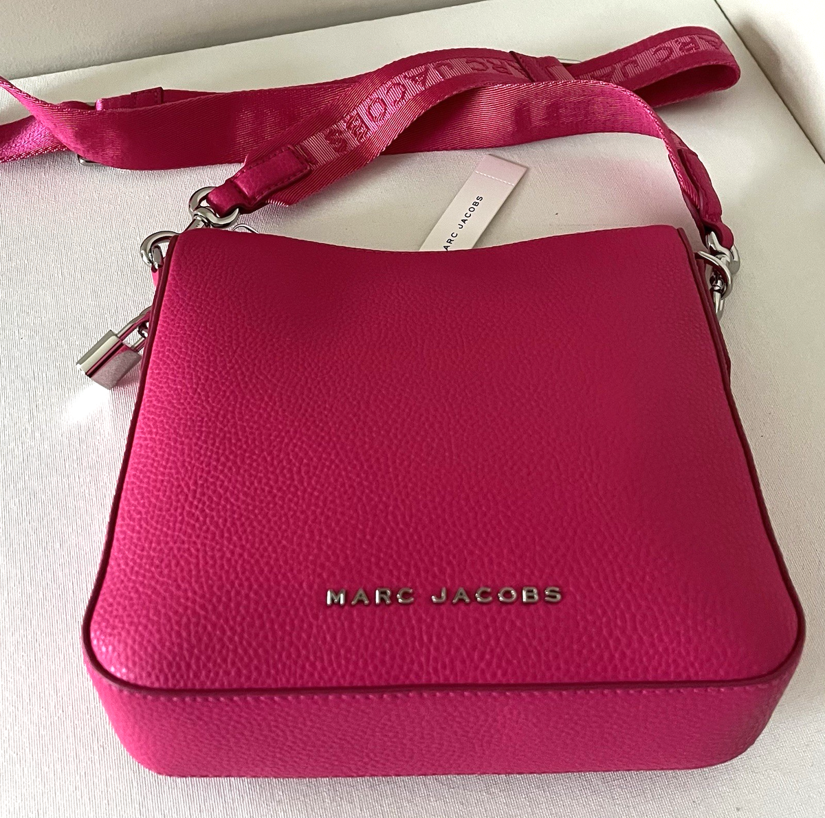 New Marc Jacobs Drifter Swing Pack Crossbody Leather Bag Hot Pink