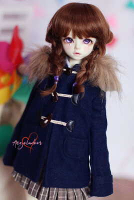 Woolen Coat Horn Button Clothes Dark Blue for Uncle SD17&POPO68 SSDF BJD Doll